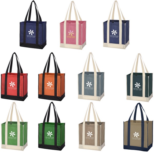 JH3331 Non-Woven Two-Tone Shopper Tote BAG with Custom Imprint